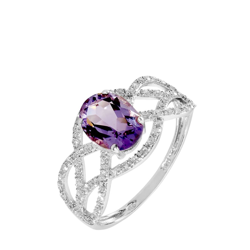 Bague Tina Or Blanc Amethyste Et Diamant - Bagues solitaires Femme | Histoire d&rsquo;Or