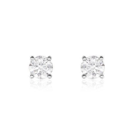 Boucles D'oreilles Puces Or Blanc Victoria Diamants - Clous d'oreilles Femme | Histoire d’Or