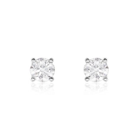 Boucles D'oreilles Puces Or Blanc Victoria Diamants - Clous d'oreilles Femme | Histoire d’Or