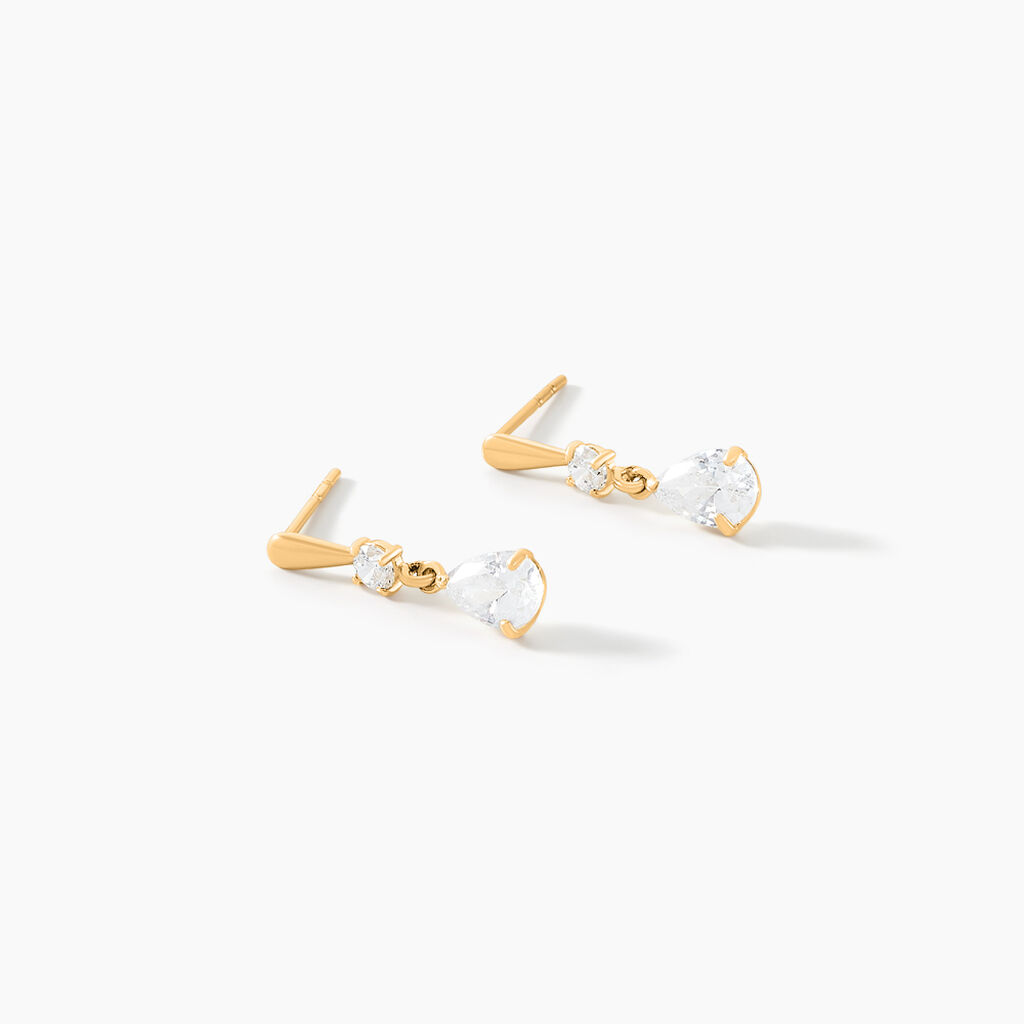 Boucles D'oreilles Pendantes Goutte Or Jaune Oxyde De Zirconium - Boucles d'oreilles pendantes Femme | Histoire d’Or