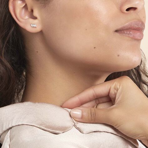 Boucles D'oreilles Puces Edma Or Blanc Oxyde De Zirconium - Clous d'oreilles Femme | Histoire d’Or