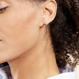 Boucles D'oreilles Puces Or Jaune Prudencia Améthystes - Clous d'oreilles Femme | Histoire d’Or