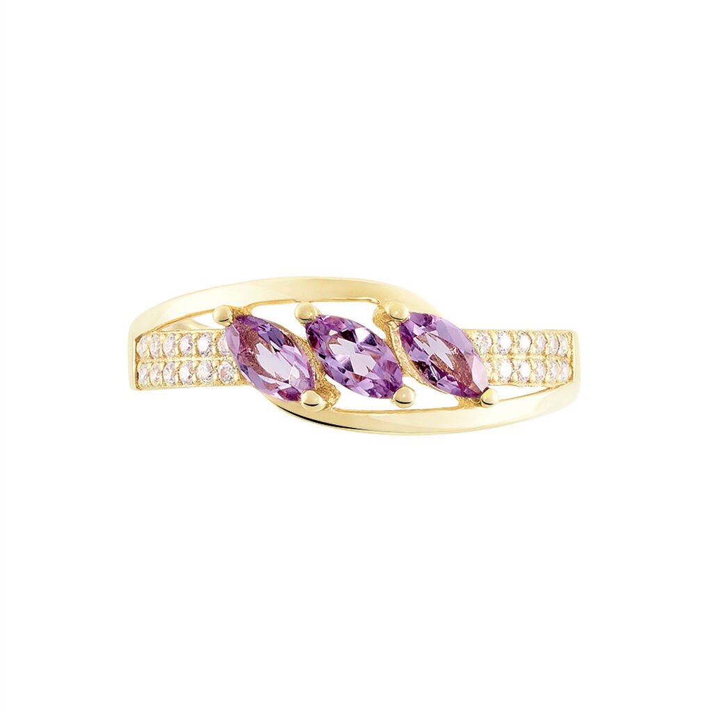 Bague Lukretia Or Jaune Amethyste Et Oxyde De Zirconium - Bagues avec pierre Femme | Histoire d’Or