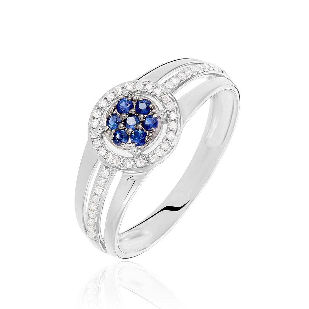 Bague Lise-laure Or Blanc Saphir Et Diamant - Bagues avec pierre Femme | Histoire d’Or