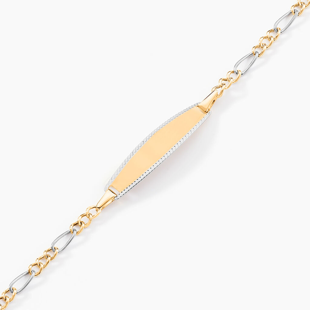 Bracelet Identit&eacute; Bartolomee Maille Alternee 1/3 Or Bicolore - Bracelets Communion Enfant | Histoire d&rsquo;Or