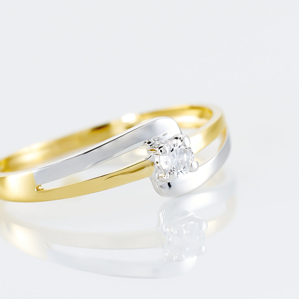 Bague Nesryne Or Bicolore Oxyde De Zirconium - Bagues solitaires Femme | Histoire d’Or