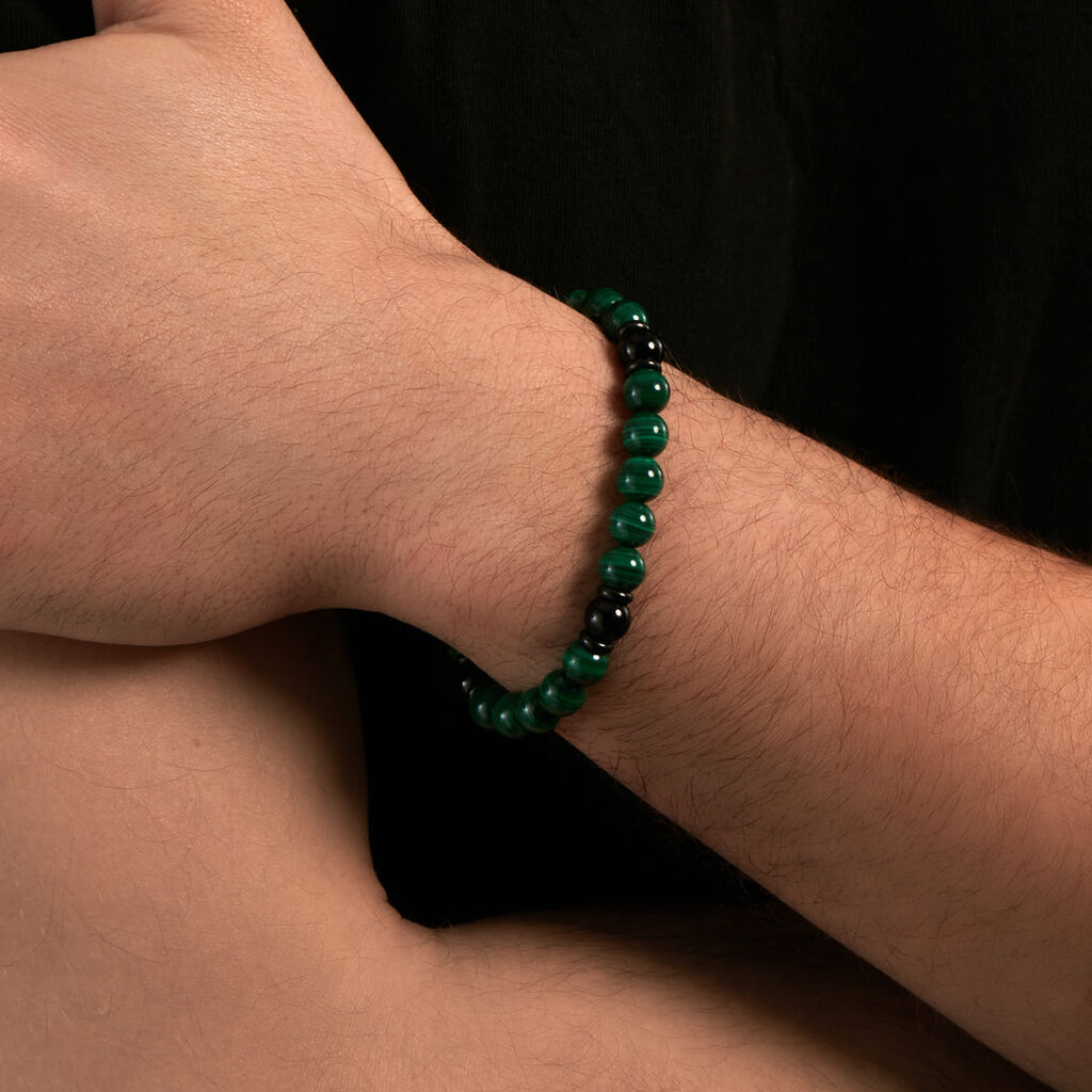 Bracelet Jourdan Acier Noir Malachite - Bracelets Homme | Histoire d&rsquo;Or