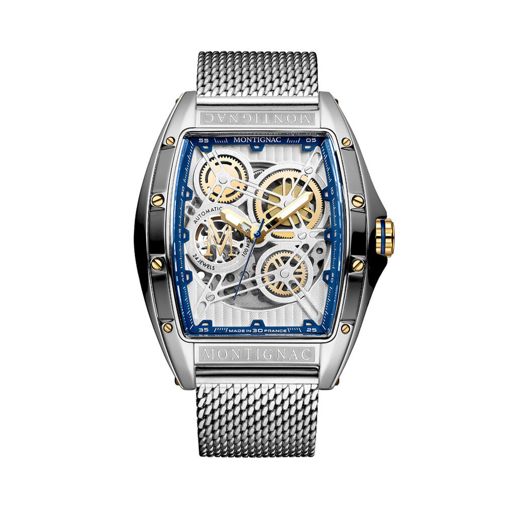 Montre Montignac Tonneau Auto Argent&eacute; - Montres Homme | Histoire d&rsquo;Or