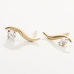 Boucles D'oreilles Puces Beryl Virgule Or Jaune Oxyde De Zirconium - Clous d'oreilles Femme | Histoire d&rsquo;Or