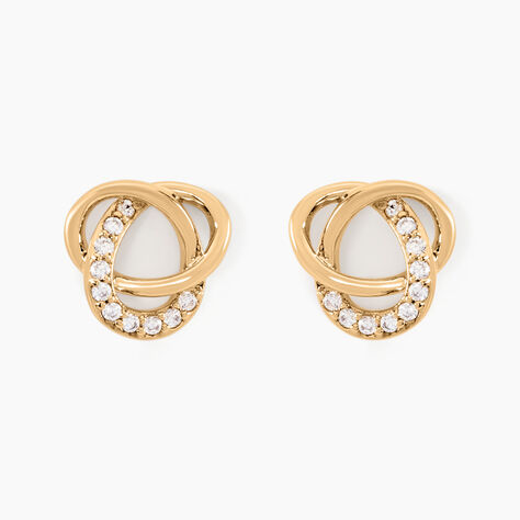 Boucles D'oreilles Puces Henia Plaqu&eacute; Or Jaune Oxyde De Zirconium - Boucles d'oreilles fantaisie Femme | Histoire d&rsquo;Or