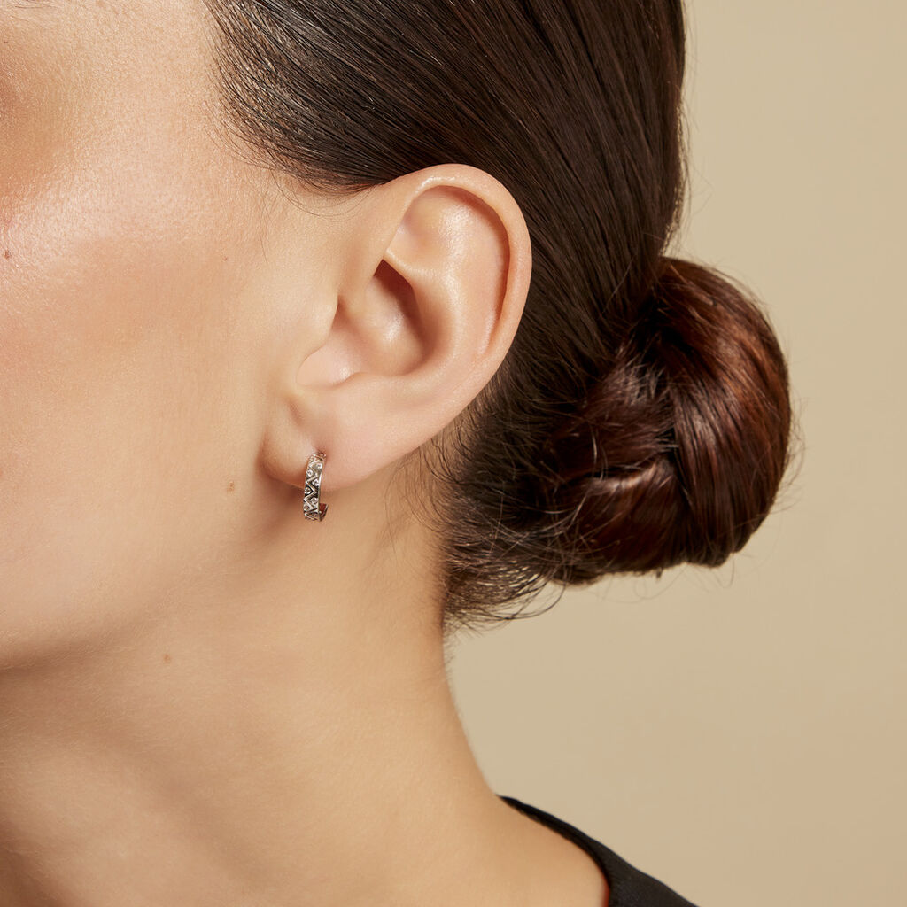 Créoles Emaline Argent Blanc Oxyde De Zirconium - Boucles d'oreilles créoles Femme | Histoire d’Or