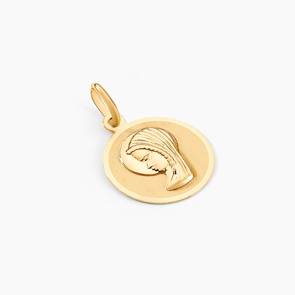 Pendentif Vierge Rond Or Jaune - Pendentifs Baptême Famille | Histoire d’Or