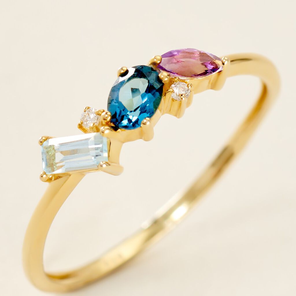 Bague Printemps Précieux Or Jaune Topaze Améthyste - Bagues avec pierre Femme | Histoire d’Or