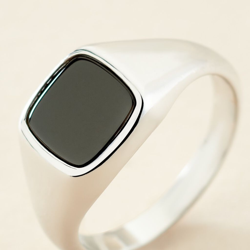 Chevalière Renelia Argent Blanc Blanc Onyx - Chevalières Femme | Histoire d’Or