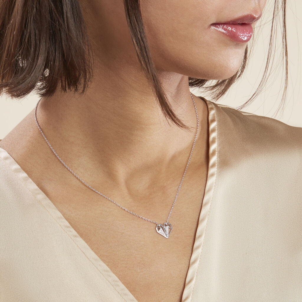 Collier Origami Argent Blanc Oxyde De Zirconium - Colliers fantaisie Femme | Histoire d’Or
