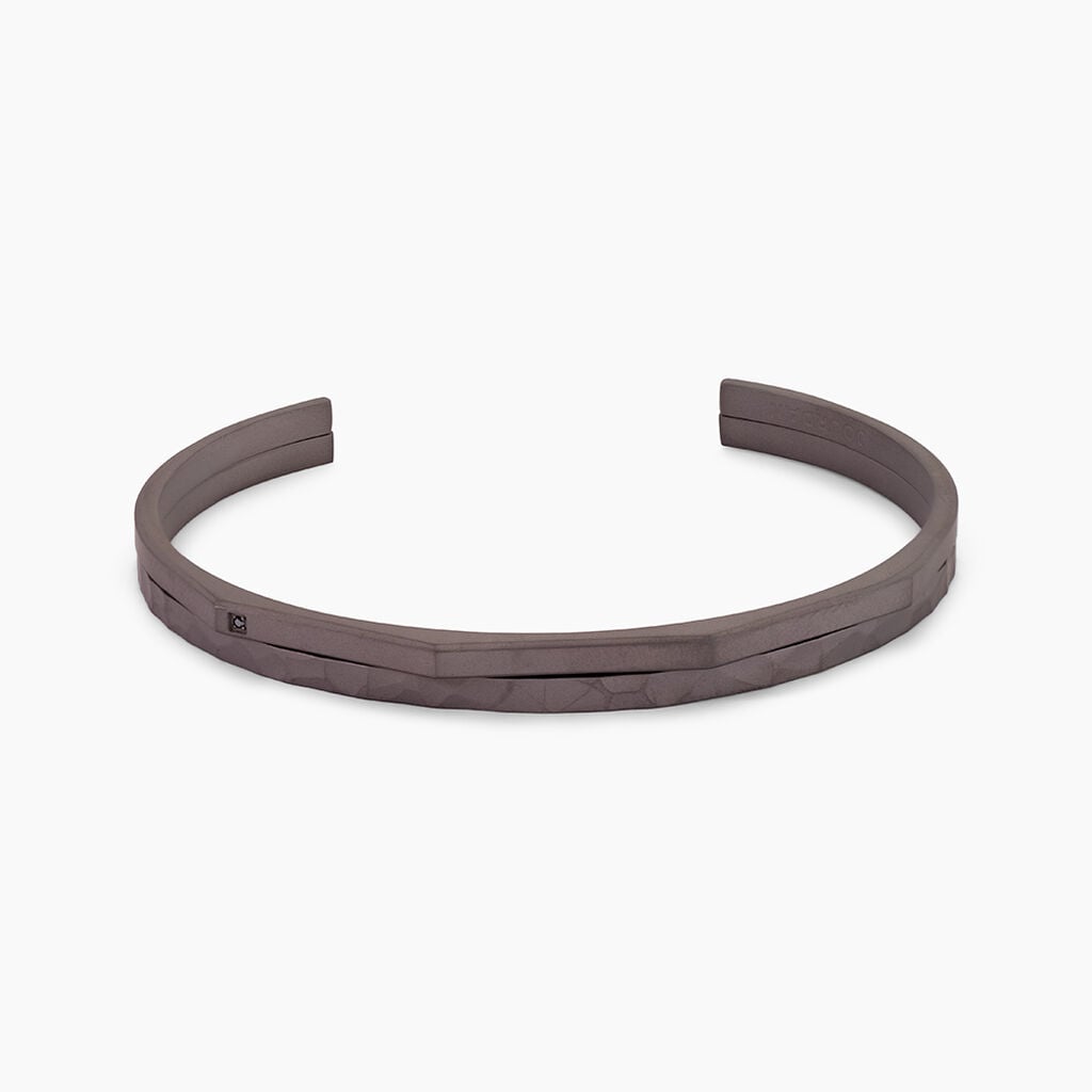 Bracelet Jonc Titane Gris Diamant - Bracelets Pierre Homme | Histoire d&rsquo;Or