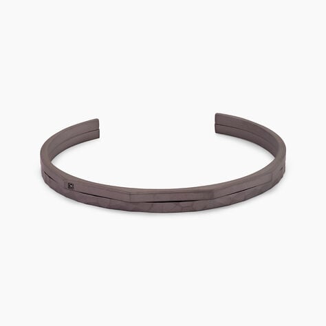 Bracelet Jonc Titane Gris Diamant - Bracelets Pierre Homme | Histoire d&rsquo;Or