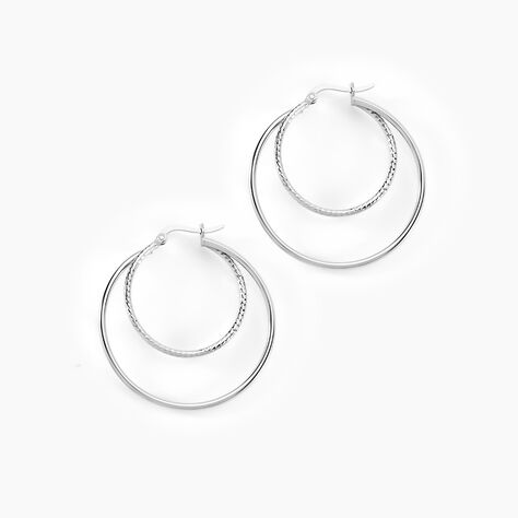 Créoles Argent Blanc Marjorie - Boucles d'oreilles créoles Femme | Histoire d’Or