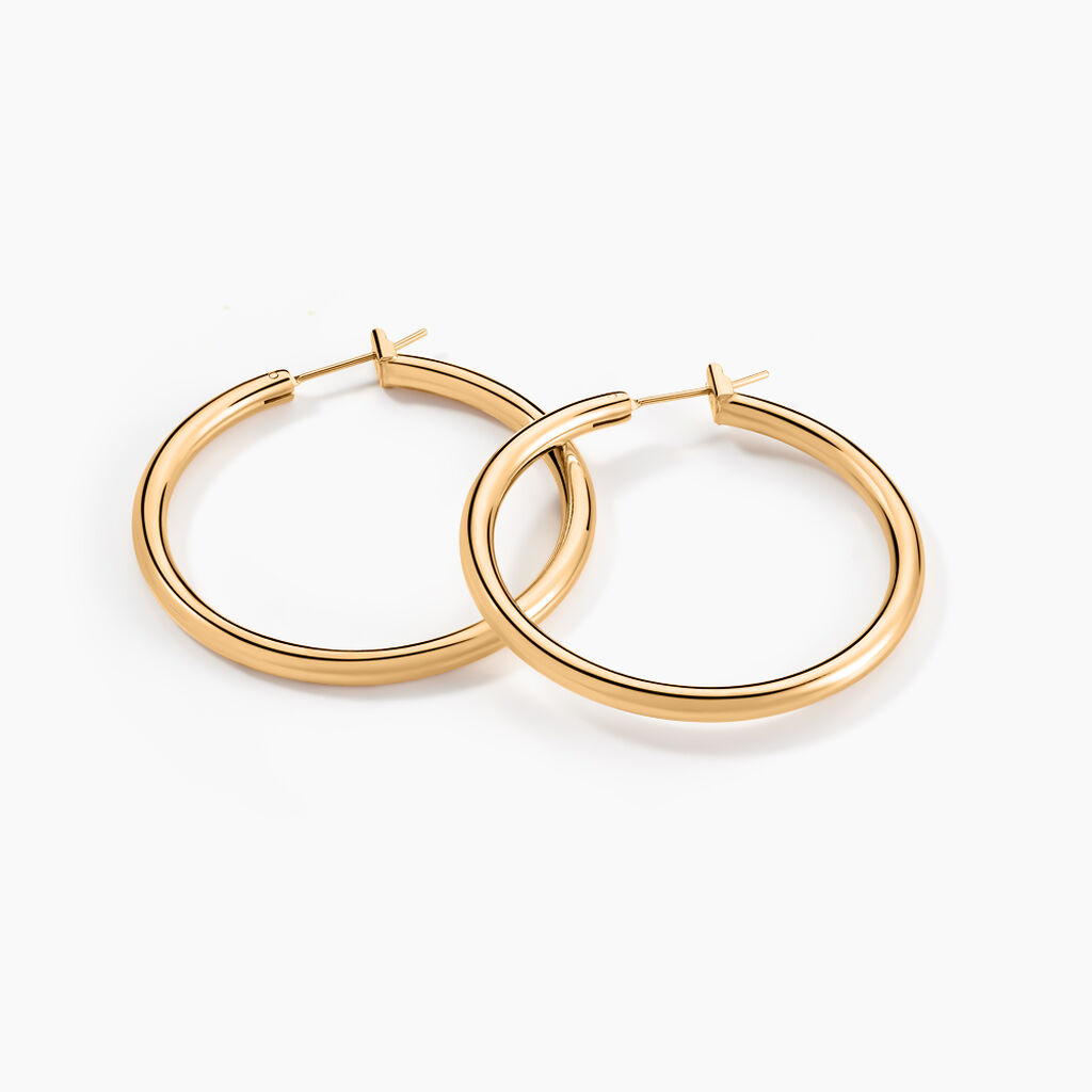 Cr&eacute;oles Adalie Lisse Plaqu&eacute; Or Jaune - Boucles d'oreilles cr&eacute;oles Femme | Histoire d&rsquo;Or