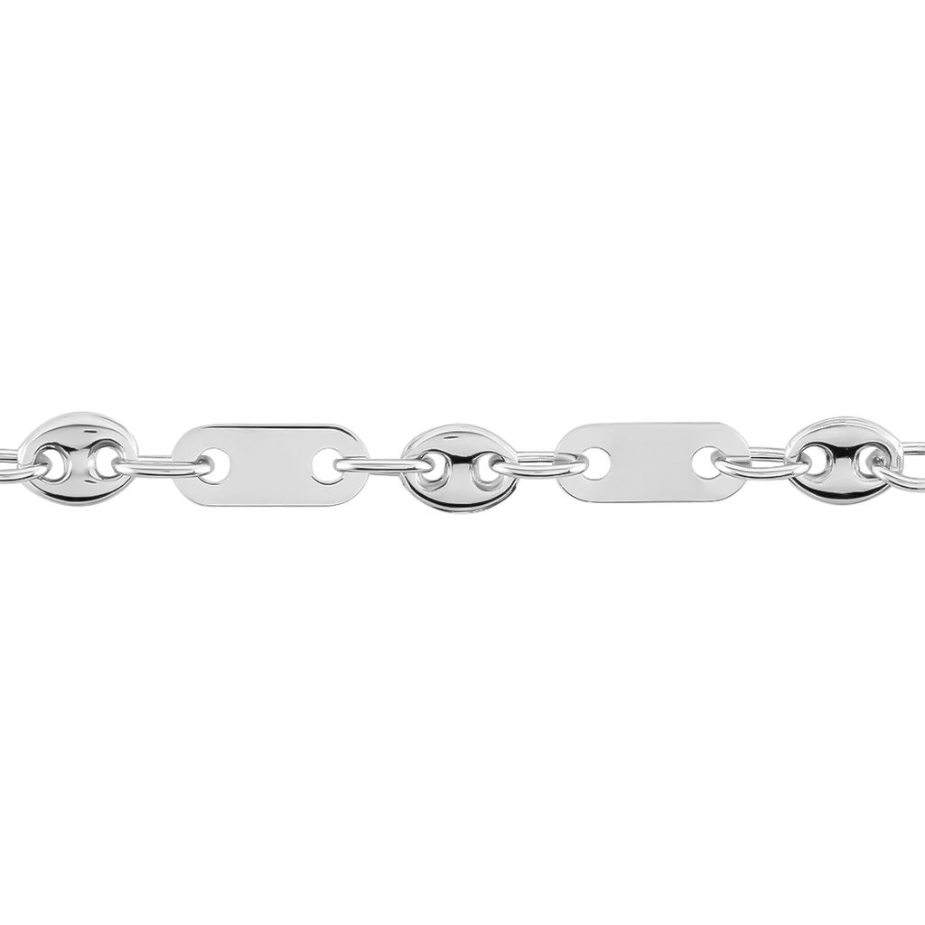 Bracelet Pomeline Maille Grain De Cafe Et Plaquettes Argent Blanc - Bracelets chaîne Homme | Histoire d’Or