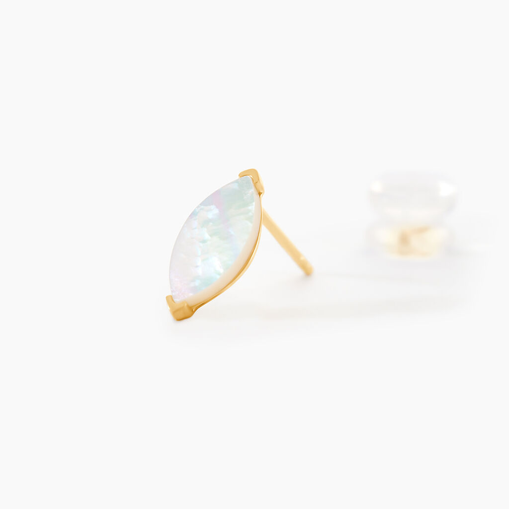Boucles D'Oreilles Puces Elisud Or Jaune Nacre - Clous d'oreilles Femme | Histoire d&rsquo;Or