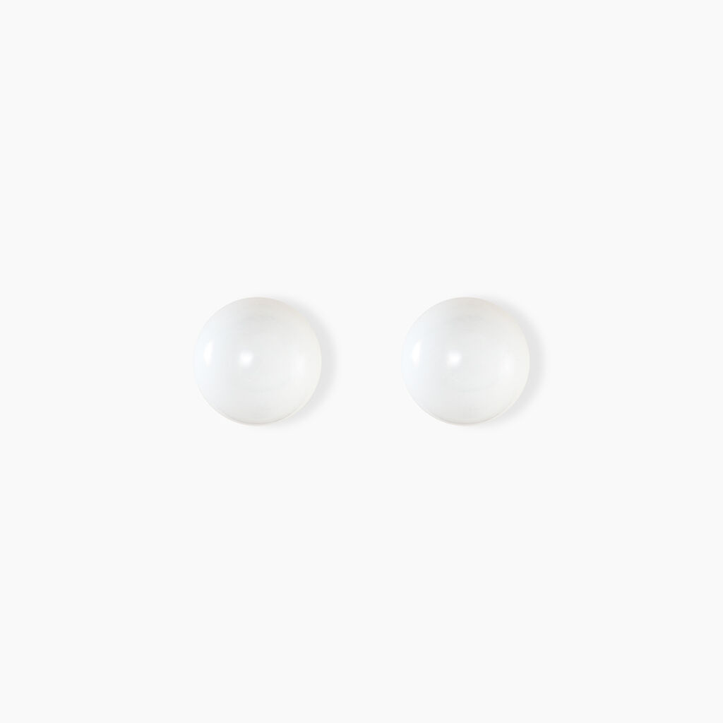 Boucles D'oreilles Puces Orbe Argent Blanc C&eacute;ramique - Boucles d'oreilles fantaisie Femme | Histoire d&rsquo;Or