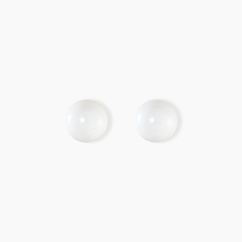 Boucles D'oreilles Puces Orbe Argent Blanc C&eacute;ramique - Boucles d'oreilles fantaisie Femme | Histoire d&rsquo;Or