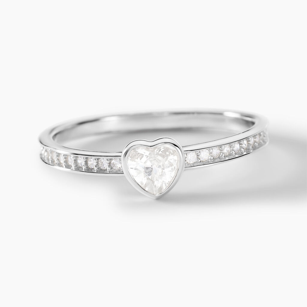 Bague Solitaire Mathylda Argent Blanc Oxyde De Zirconium - Bagues solitaires Femme | Histoire d’Or