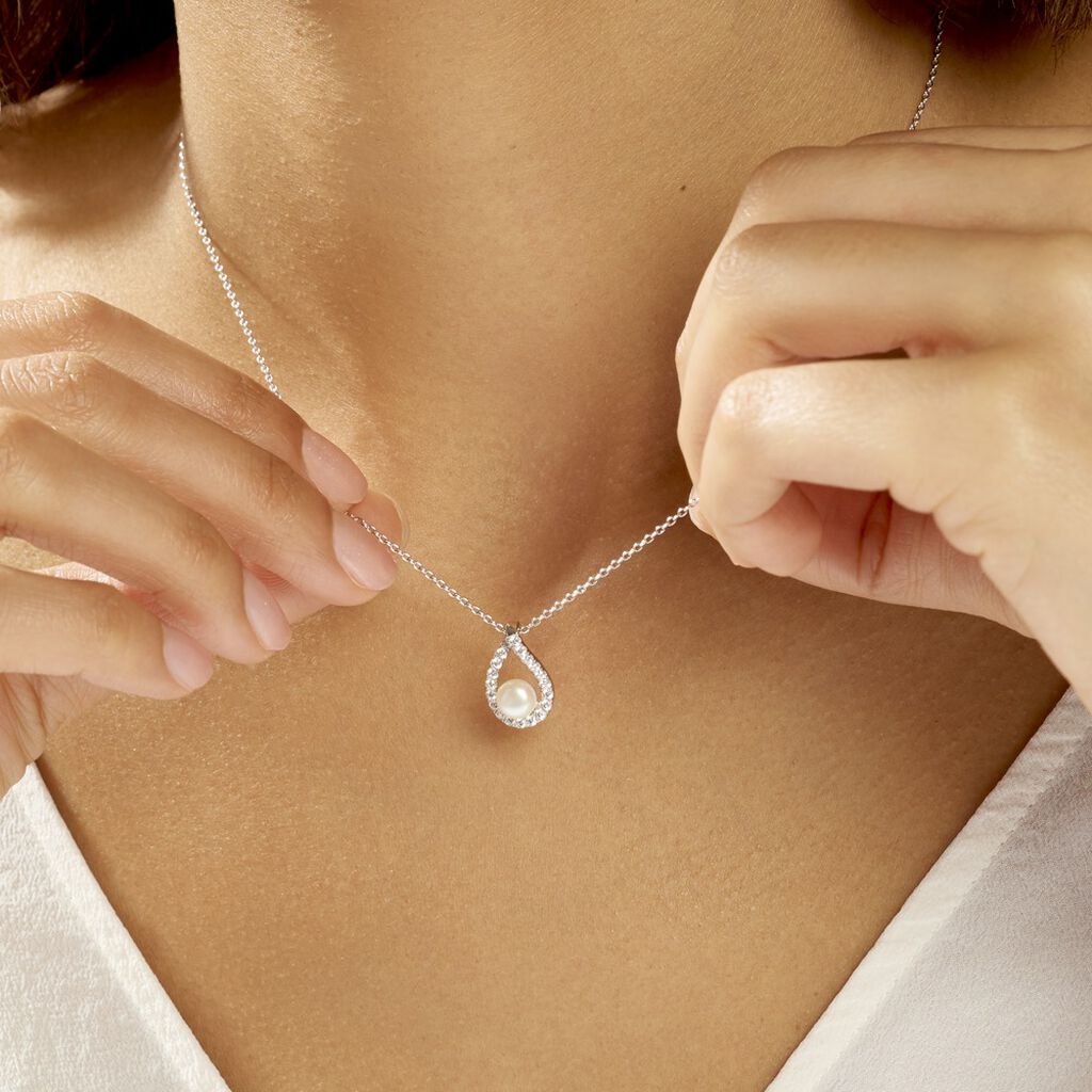 Collier Sohaliaae Argent Blanc Perle De Culture Et Oxyde De Zirconium - Colliers fantaisie Femme | Histoire d’Or