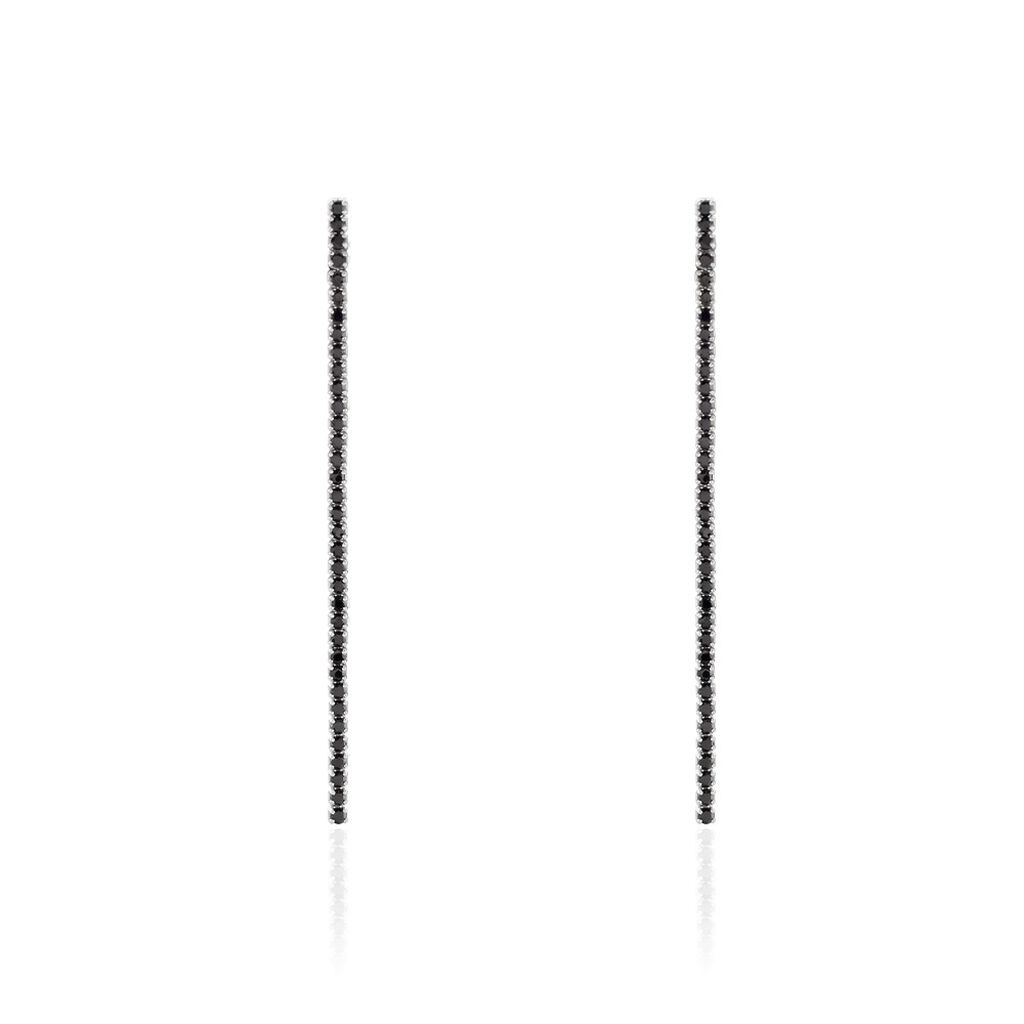Boucles D'oreilles Pendantes Lou-anne Argent Blanc Oxyde Noir - Boucles d'oreilles fantaisie Femme | Histoire d’Or