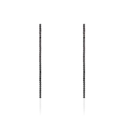 Boucles D'oreilles Pendantes Lou-anne Argent Blanc Oxyde Noir - Boucles d'oreilles fantaisie Femme | Histoire d’Or