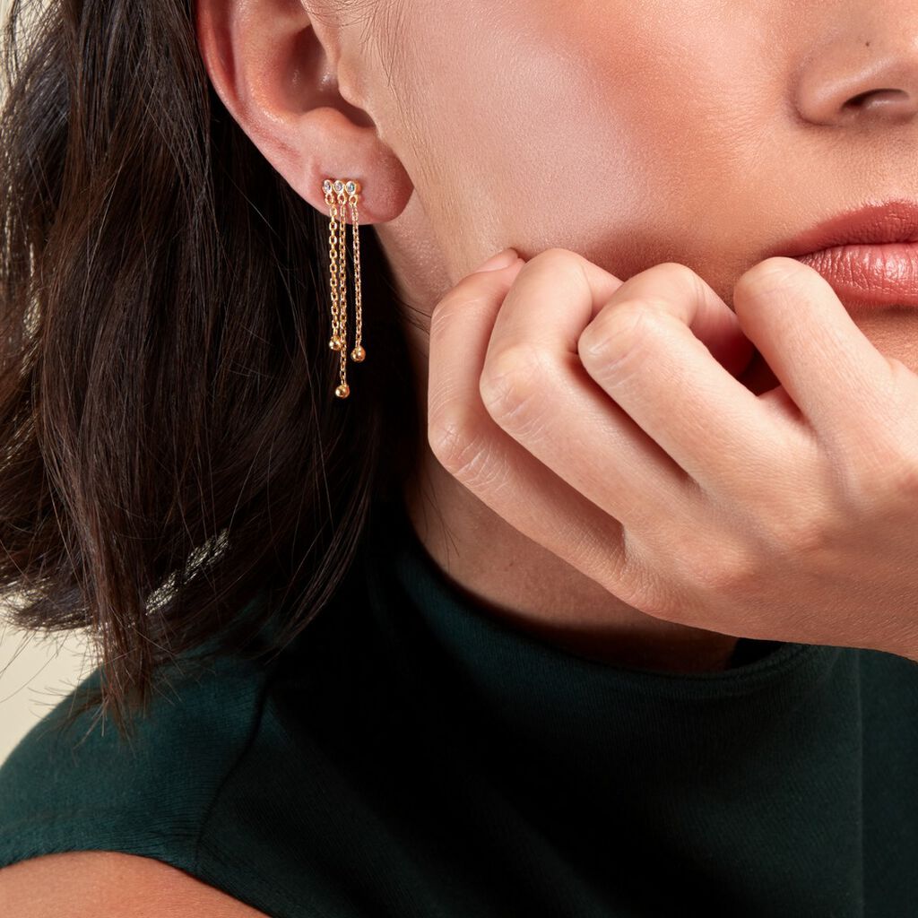 Bijou D'oreille Unitaire Plaqué Or Jaune Kolya Oxydes De Zirconium - Boucles d'oreilles fantaisie Femme | Histoire d’Or