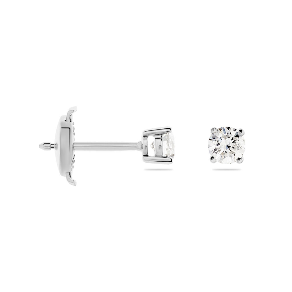 Boucles D'oreilles Puces Victoria Platine Blanc Diamant - Clous d'oreilles Famille | Histoire d’Or
