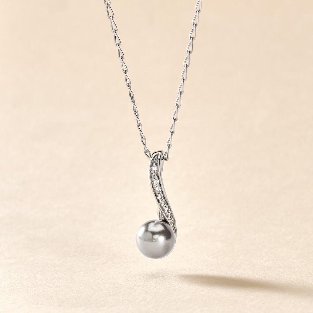 Collier Armance Argent Blanc Perle D'imitation Oxyde - Colliers Femme | Histoire d’Or