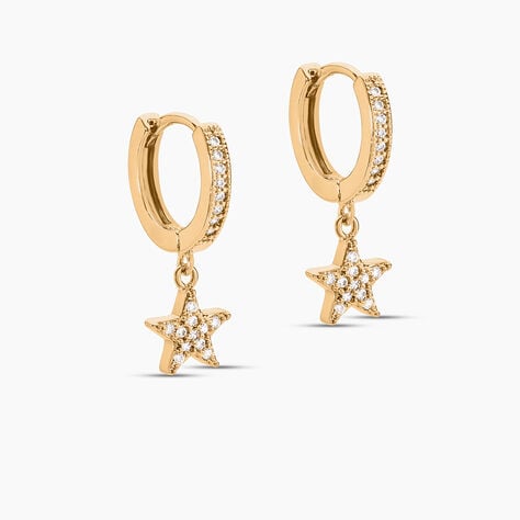 Creoles Plaqu&eacute; Or Jenny Oxydes Etoiles - Boucles d'oreilles cr&eacute;oles Femme | Histoire d&rsquo;Or