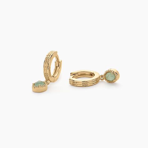Créoles Ensoleillée Plaqué Or Jaune Aventurine - Boucles d'oreilles créoles Femme | Histoire d’Or