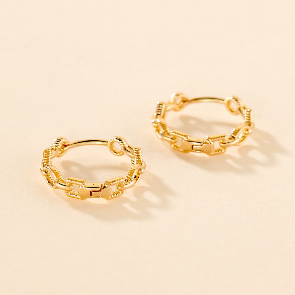Cr&eacute;oles Linka Plaqu&eacute; Or Jaune - Boucles d'oreilles cr&eacute;oles Femme | Histoire d&rsquo;Or