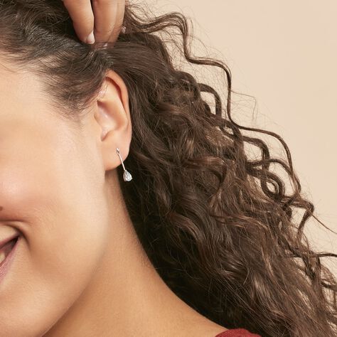 Boucles D'oreilles Pendantes Goutte Or Blanc Topaze - Boucles d'oreilles pendantes Femme | Histoire d’Or