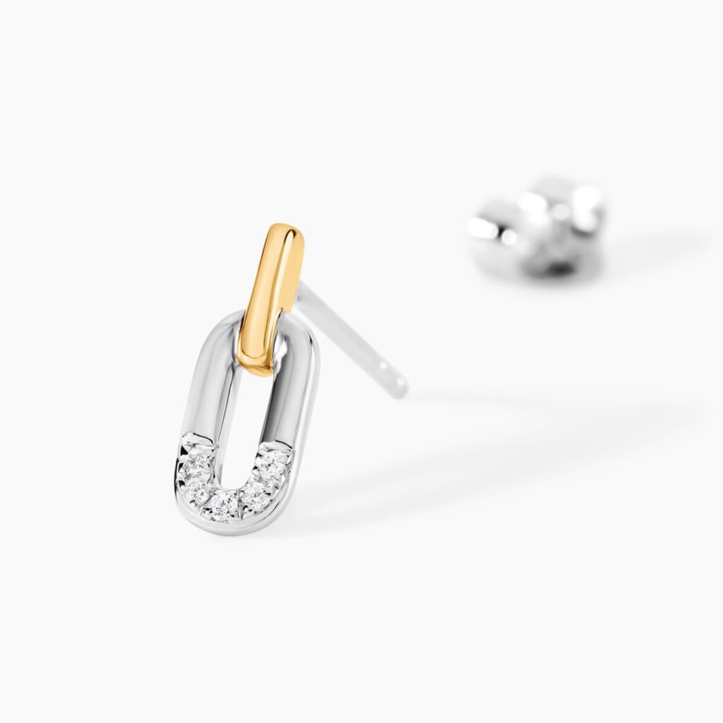 Boucles D'Oreilles Puces Or Jaune Argent Blanc Oxyde De Zirconium - Clous d'oreilles Femme | Histoire d&rsquo;Or