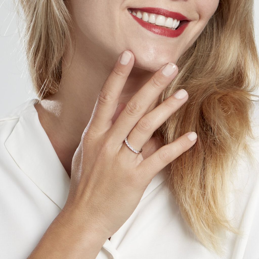 Demi-alliance Or Blanc  Eloisa Diamant Synthetique - Alliances Femme | Histoire d’Or