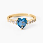 Bague Fany Argent Dor&eacute; A L'Or 750/1000 Topaze Oxyde De Zirconium - Bagues solitaires Femme | Histoire d&rsquo;Or