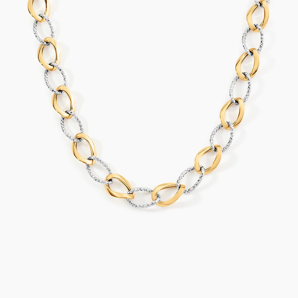 Collier Joice Maille Altern&eacute;e Et Godronne Or Bicolore - Chaines Femme | Histoire d&rsquo;Or