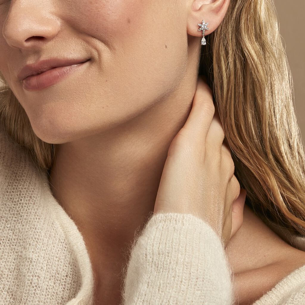 Boucles D'oreilles Pendantes Linas Argent Blanc Oxyde De Zirconium - Boucles d'oreilles fantaisie Femme | Histoire d’Or