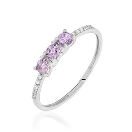 Bague Pricille Or Blanc Amethyste Et Oxyde De Zirconium - Bagues avec pierre Femme | Histoire d’Or