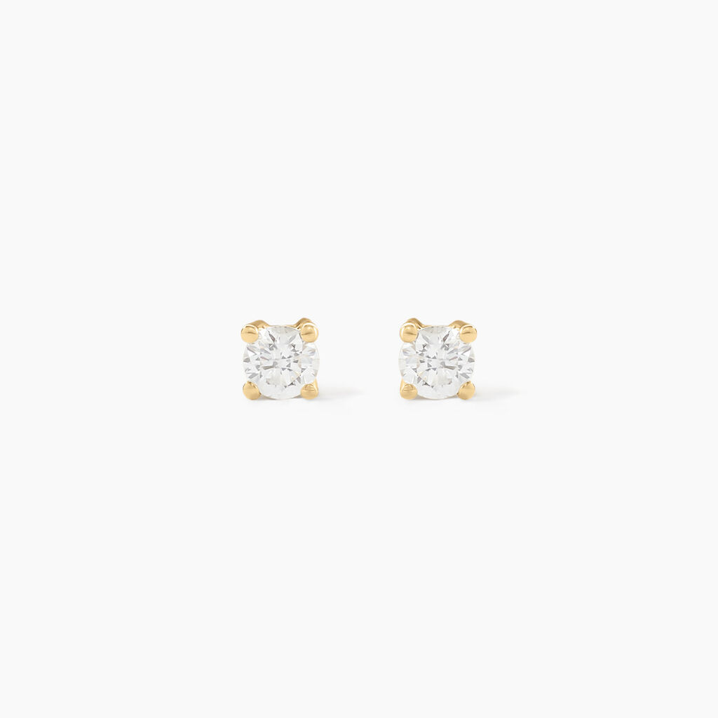 Boucles D'oreilles Puces Aphrodite Or Jaune Diamant - Clous d'oreilles Famille | Histoire d&rsquo;Or