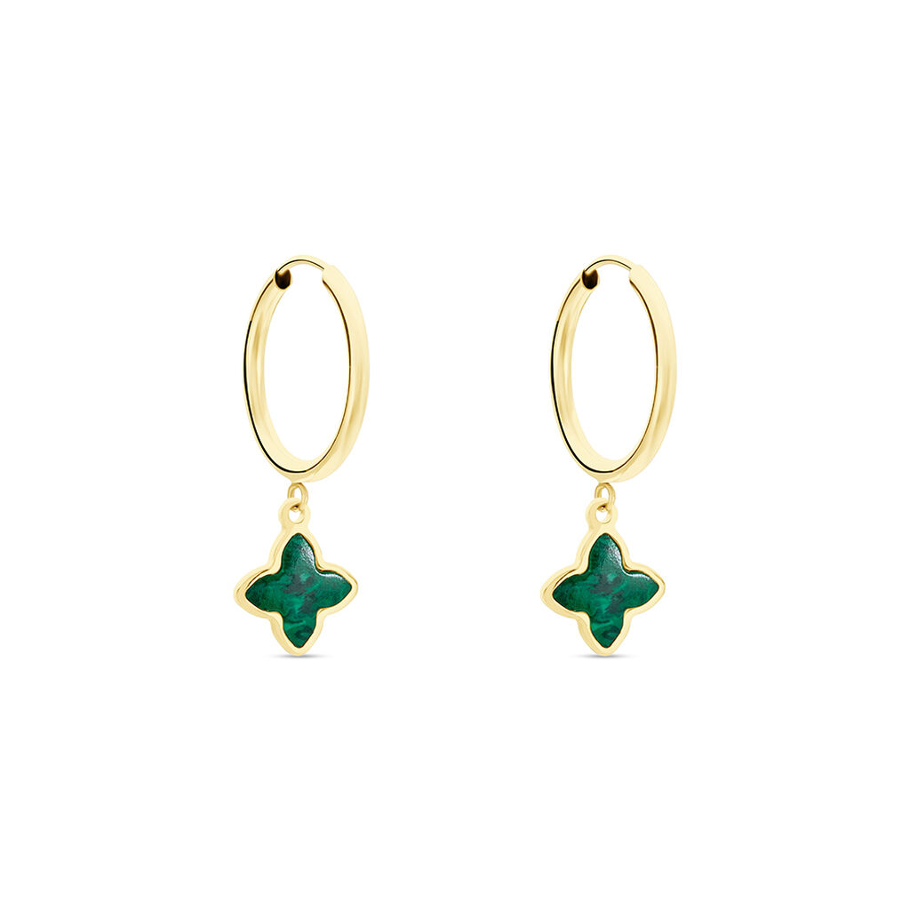 Créoles Marvella Or Jaune Malachite - Boucles d'oreilles créoles Femme | Histoire d’Or