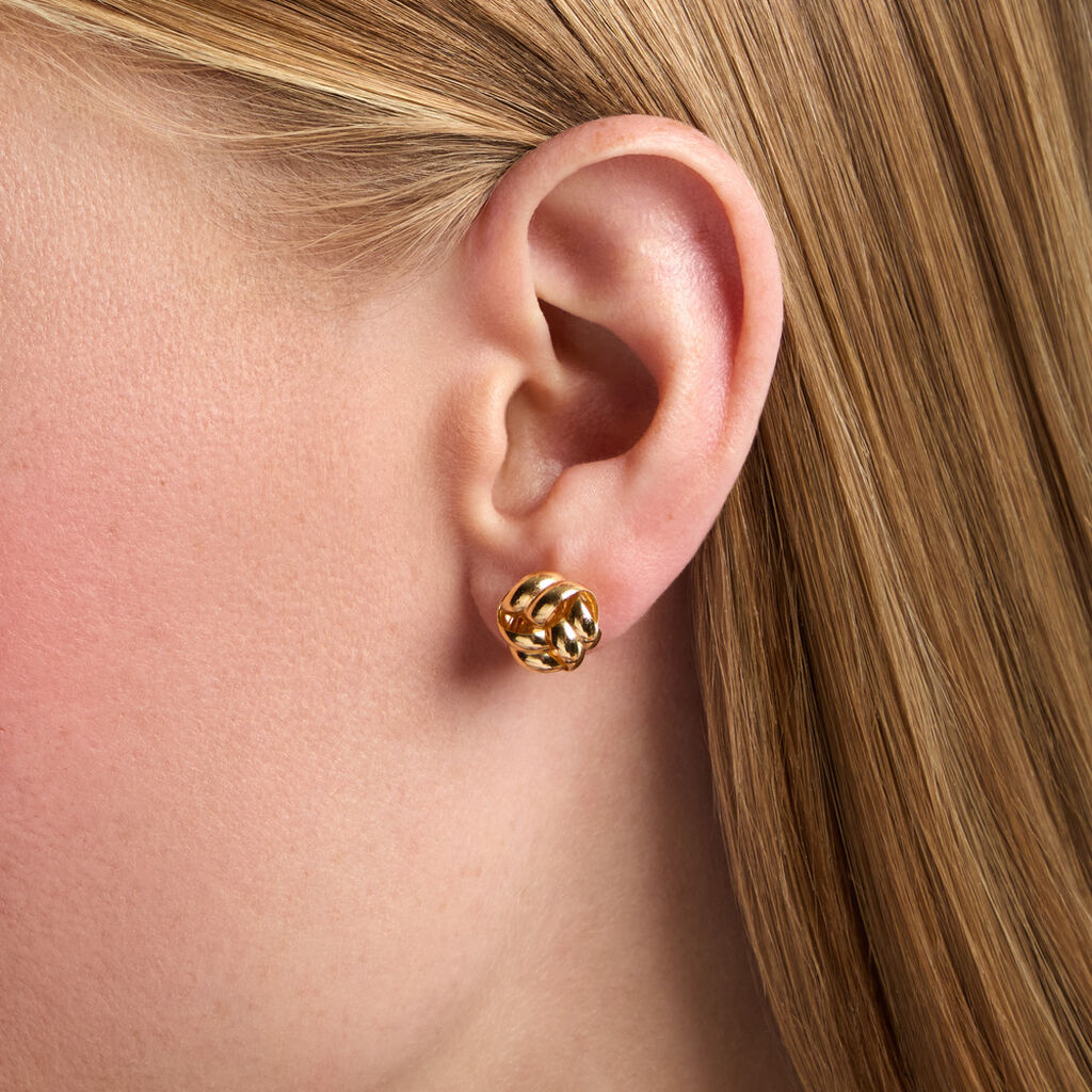 Boucles D'Oreilles Puces Ombeline Argent Dor&eacute; A L'Or 750/1000 - Clous d'oreilles Femme | Histoire d&rsquo;Or