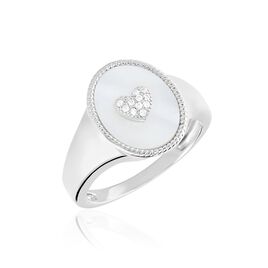 Chevalière Aracely Argent Blanc Nacre Oxyde De Zirconium - Chevalières Femme | Histoire d’Or