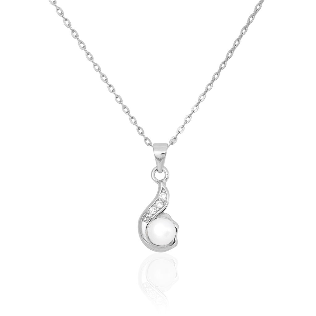 Collier Mellie Argent Blanc Perle De Culture Et Oxyde De Zirconium - Colliers fantaisie Femme | Histoire d’Or
