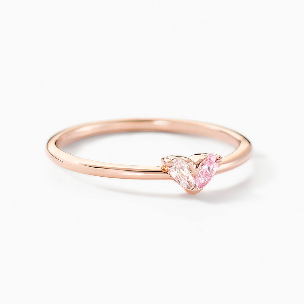 Bague Myhalf Argent Rose Oxyde De Zirconium - Bagues solitaires Femme | Histoire d&rsquo;Or
